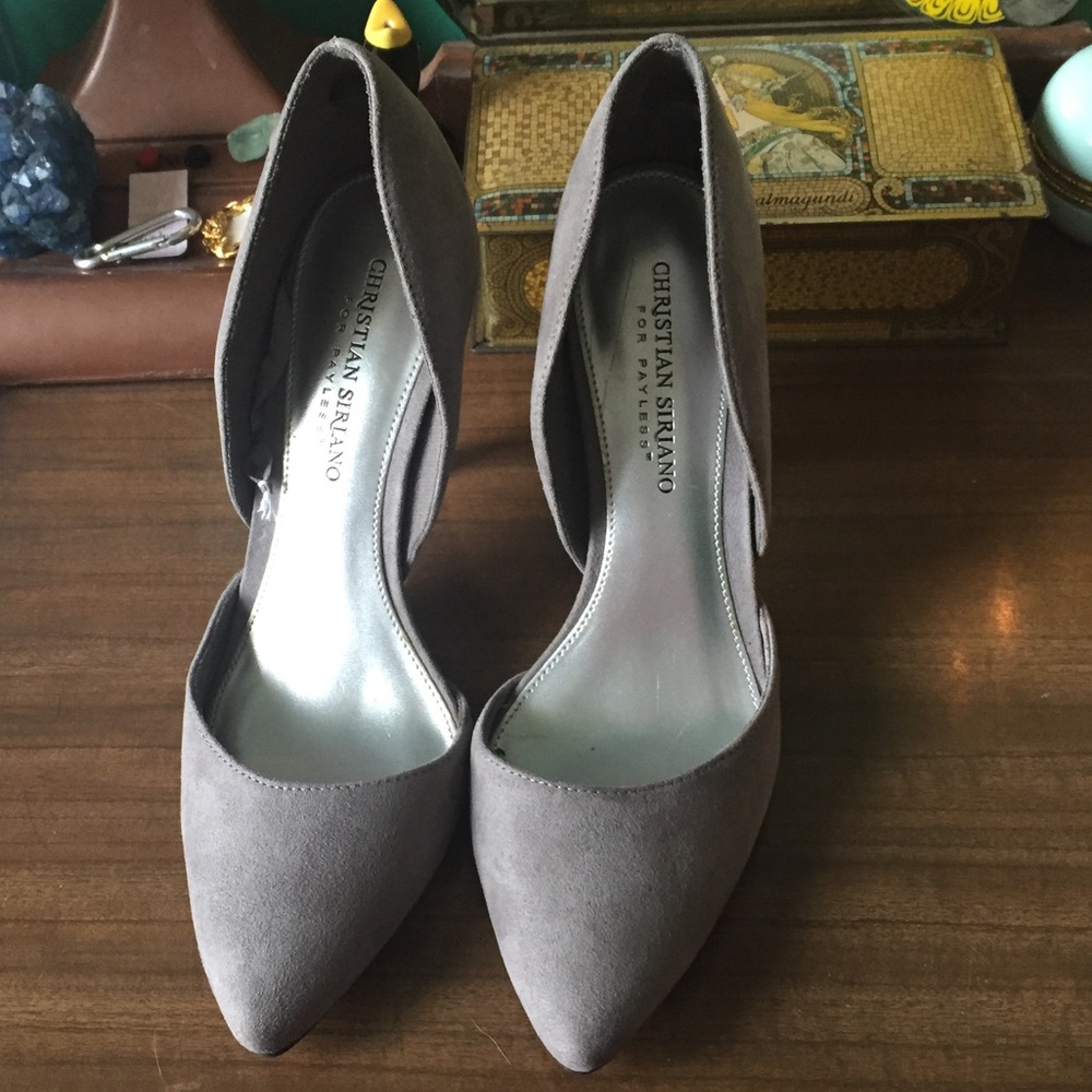 Gray heels about 4in high
